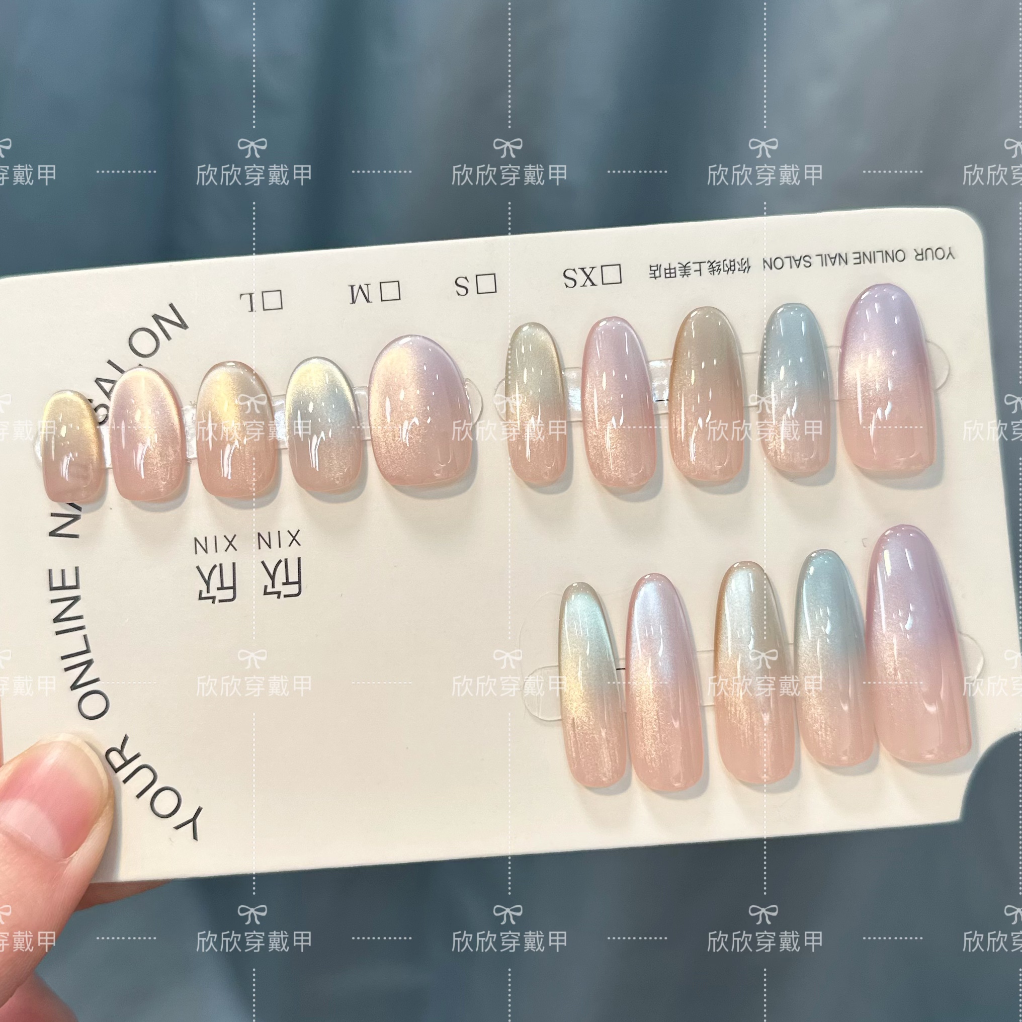 春日奏鸣-Hand-painted clear bow 纯手工穿戴甲 10片装