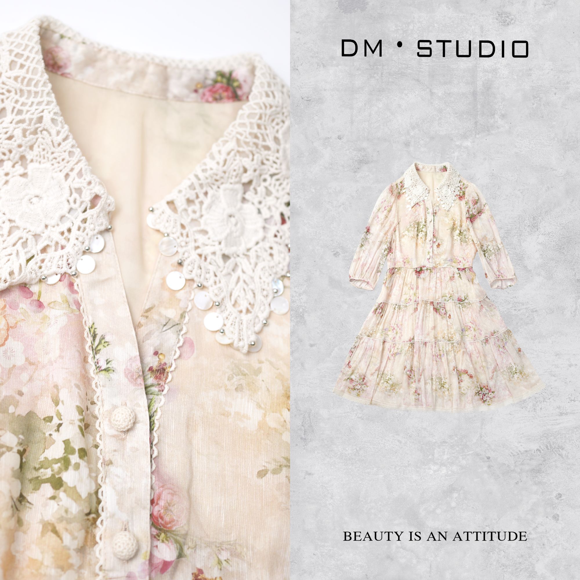 •STUDIO/静奢碎花气质款减龄翻领连衣裙2504LYQ/25S-1151K-1