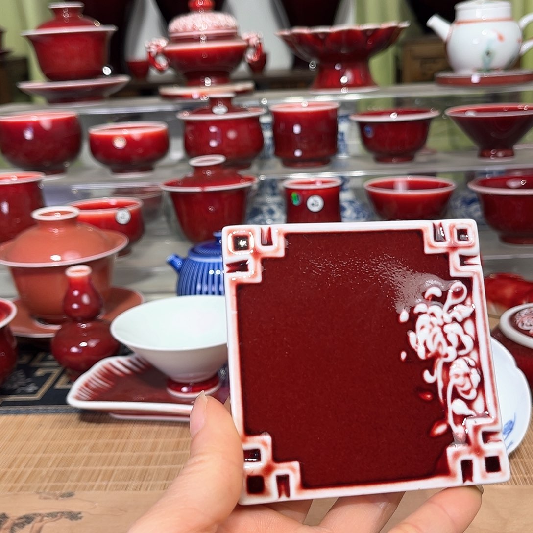 景德镇陶瓷红马坊杯垫