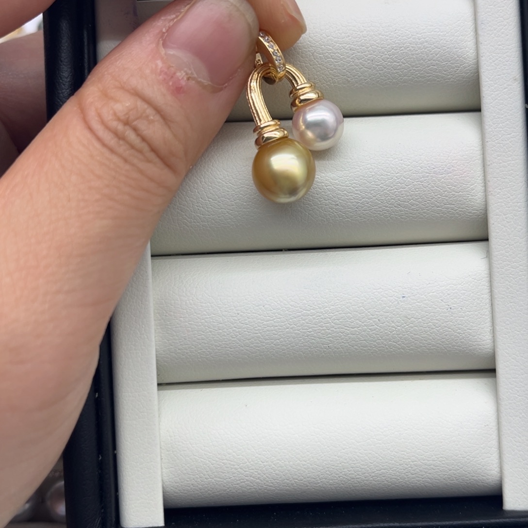 海水珍珠银S925镶嵌吊坠(不含链)