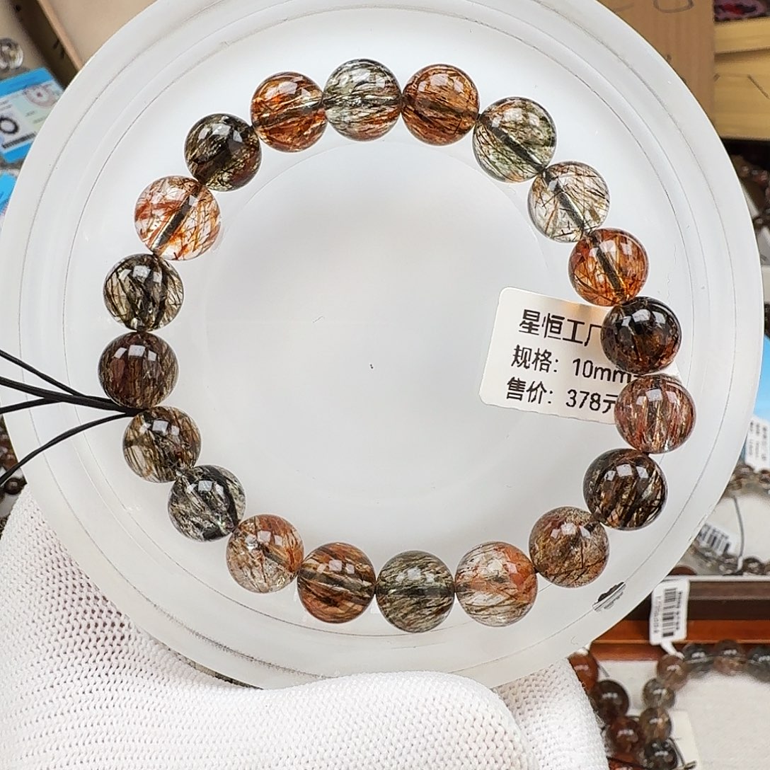 水晶未镶嵌手链天然水晶黑金超七直播间链接