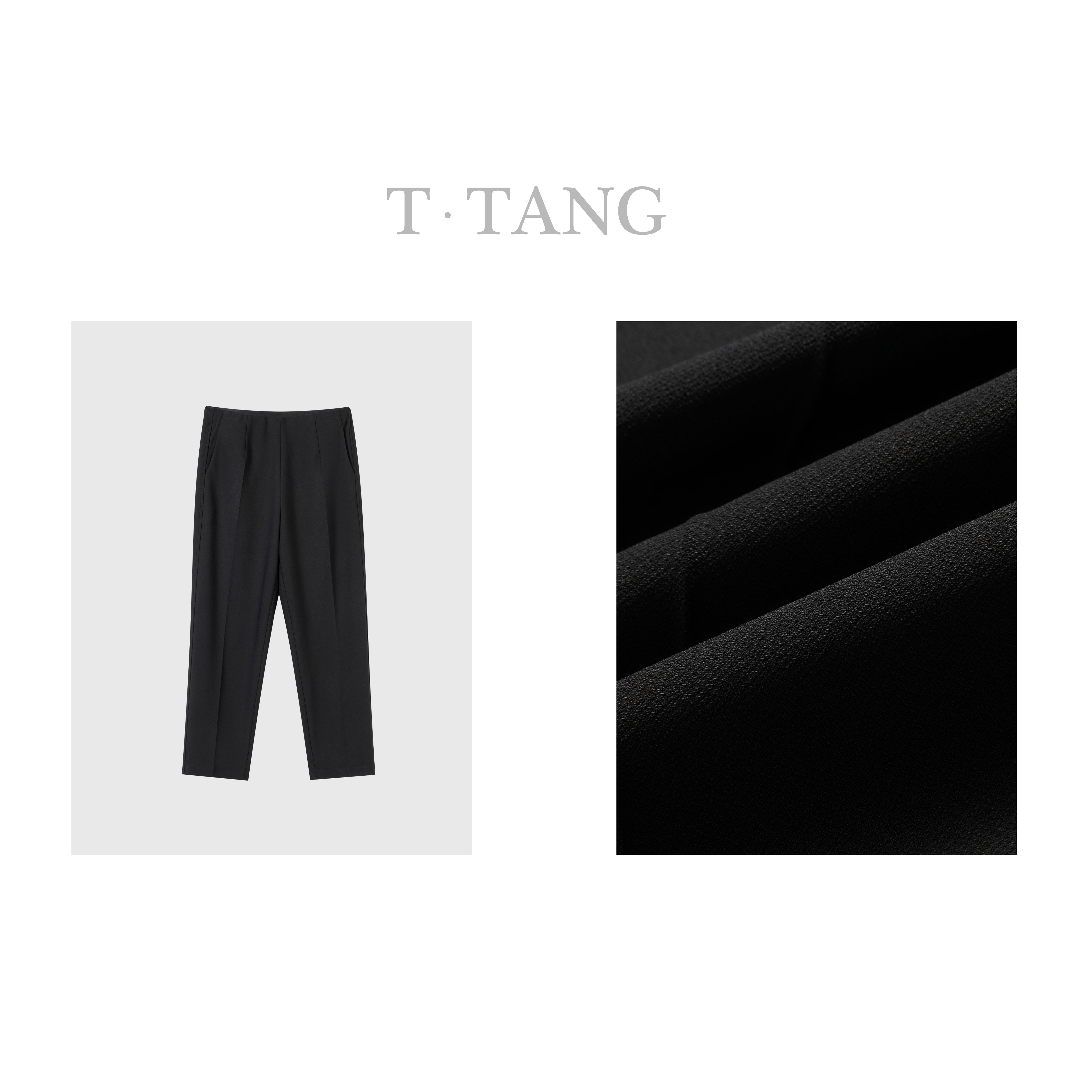 春季新款400g双面冰麻对贴弹力面料时尚潮流直筒九分裤【6877】