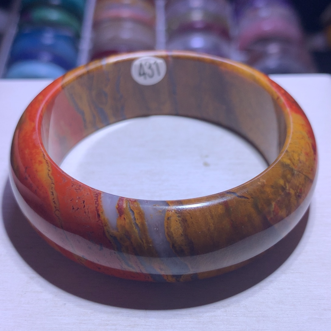 银S925镶嵌水晶手镯战国红59.1圈431