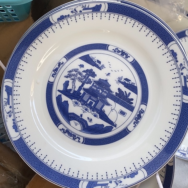 摆件红叶青花梧桐8寸平盘