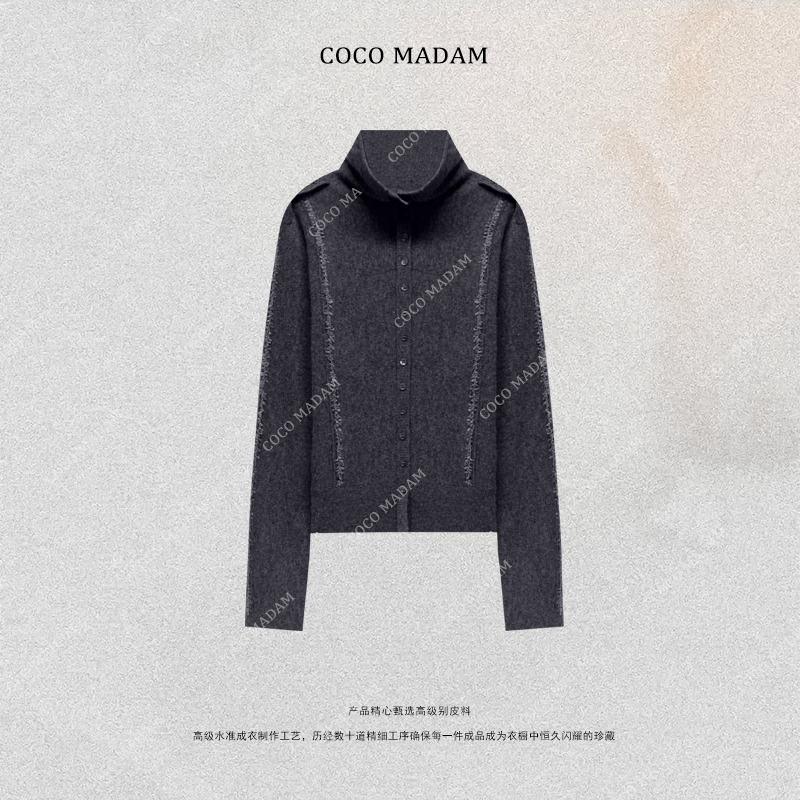 NIUNIU ·T-1821 秋季长袖女翻领羊绒衫短款外套时尚开衫