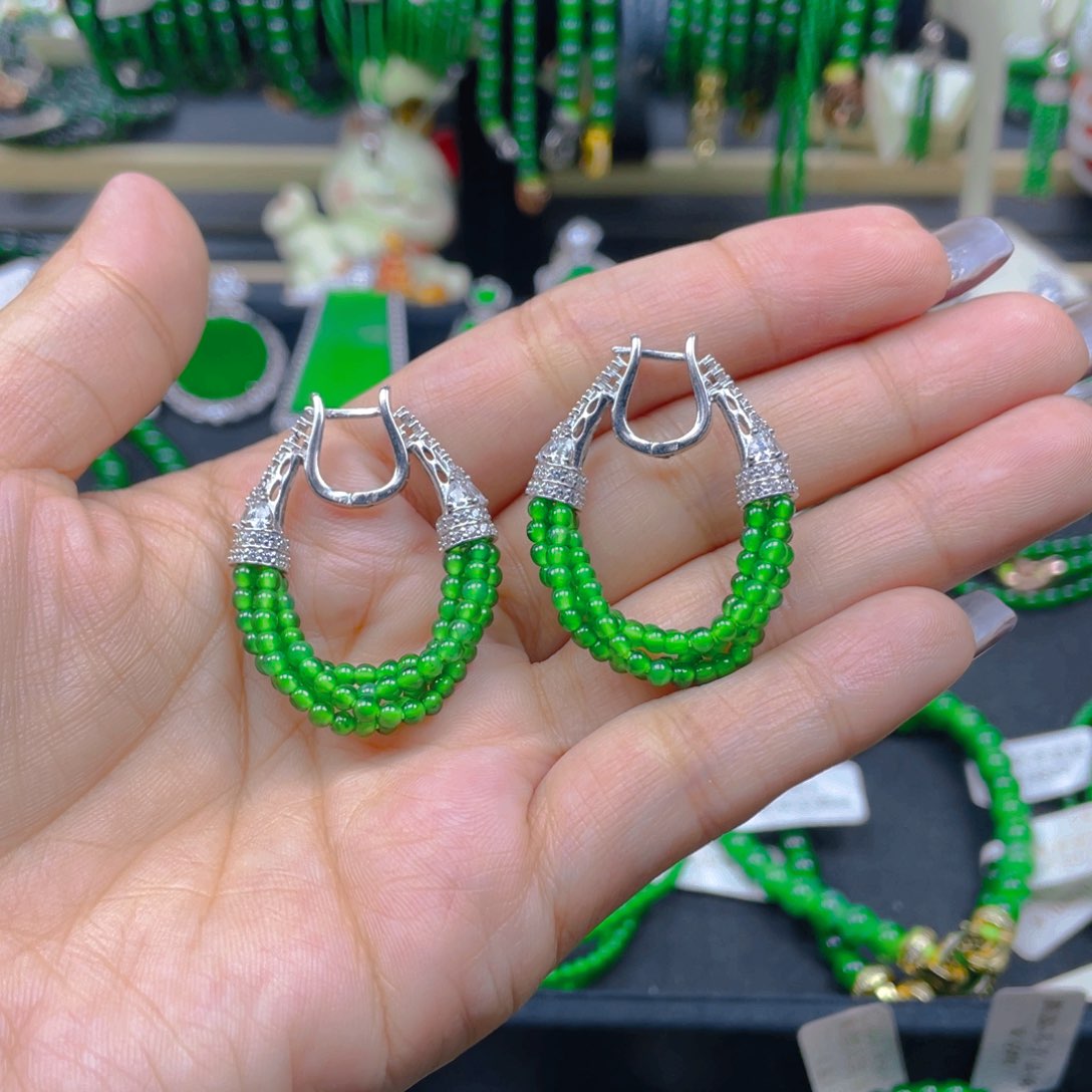 未镶嵌翡翠耳饰人***野珠珠同款