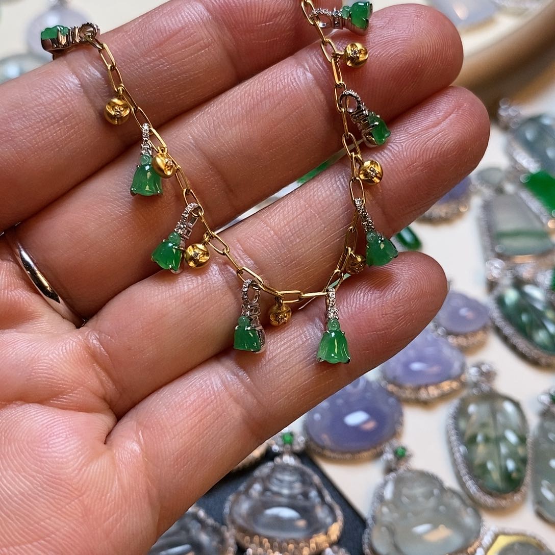 翡翠颈饰18K金镶嵌手链