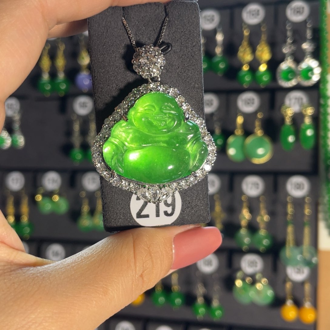 翡翠银S925镶嵌耳饰219