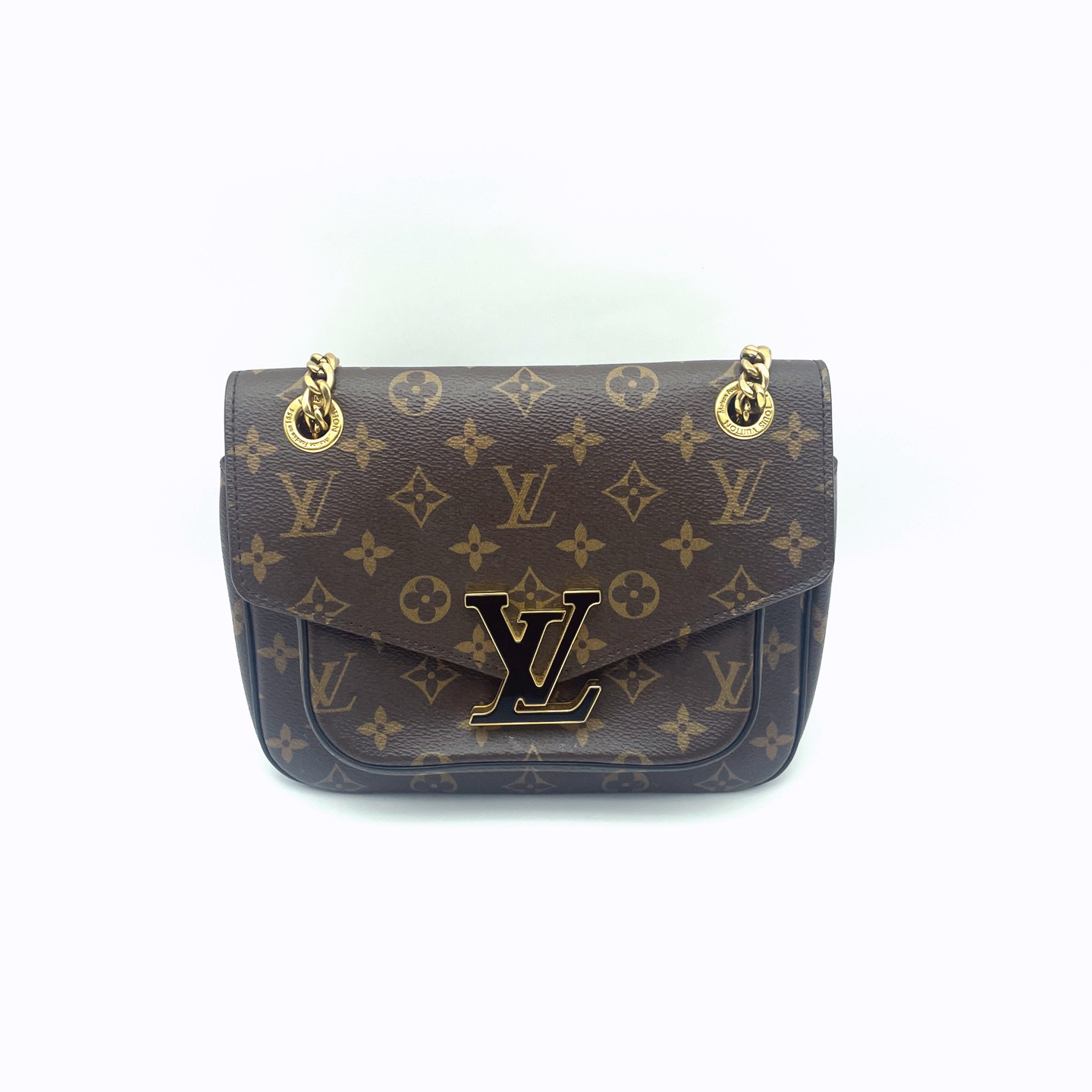 95新 LouisVuitton/路易威登 老花邮差包链条斜挎包小号芯片款