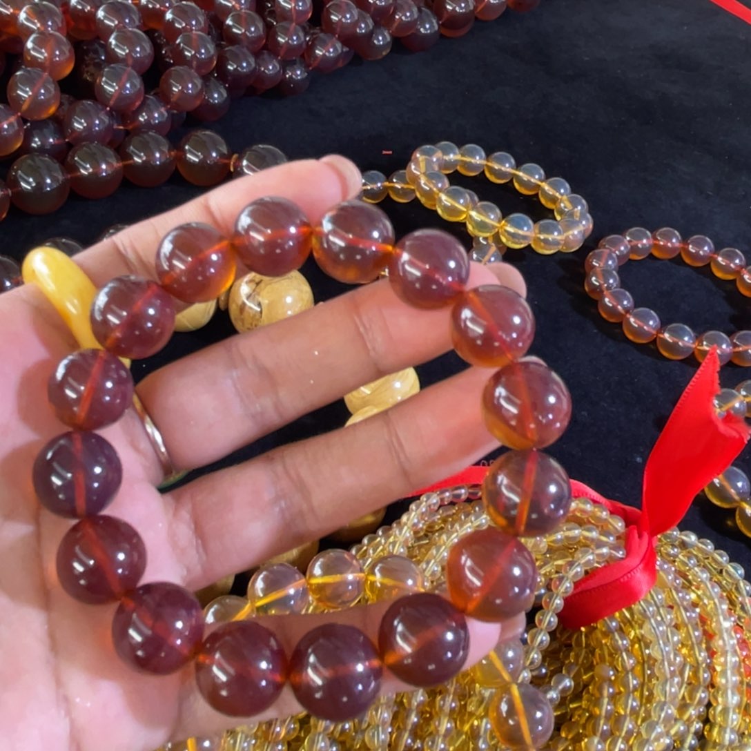 未镶嵌琥珀手链棕红14