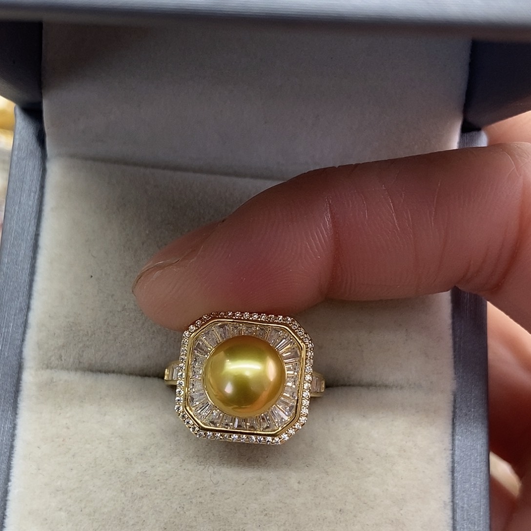 戒指银S925镶嵌海水珍珠