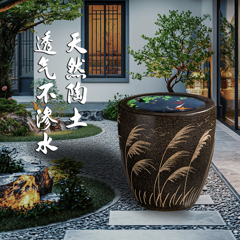 加高古法鱼缸可养金鱼睡莲适用于客厅阳台庭院