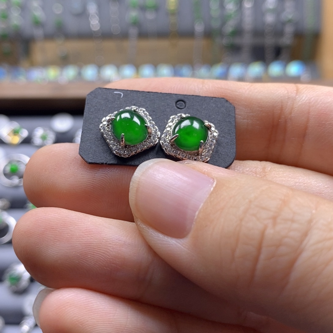 颈饰银S925镶嵌翡翠35号