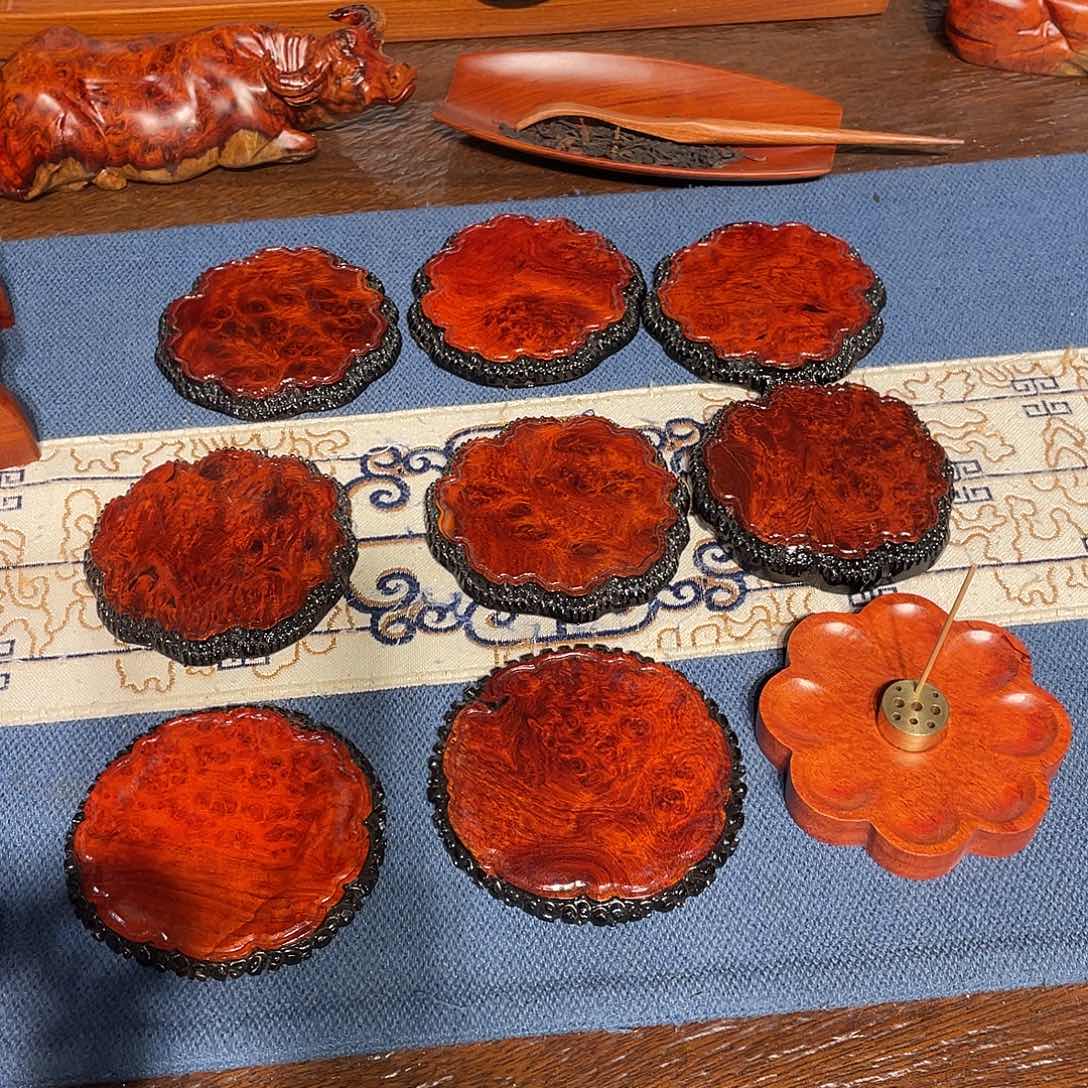 天***磊原木实木缅花杯垫8