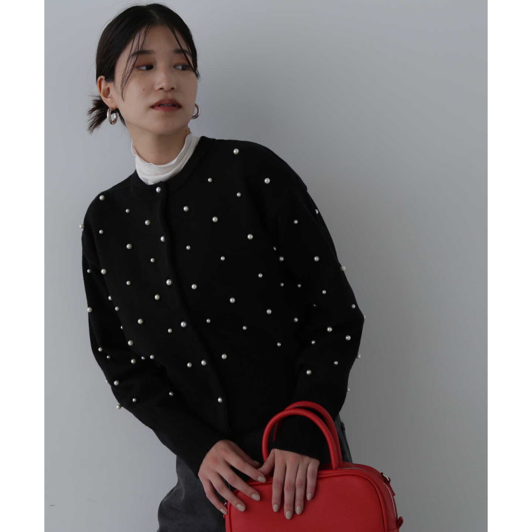 【Montendre】 N 秋季新款 时尚百搭优雅珍珠满天星针织开衫