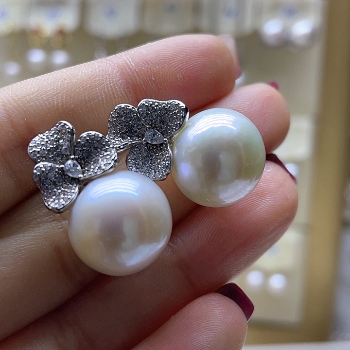 淡水珍珠耳饰银S925镶嵌