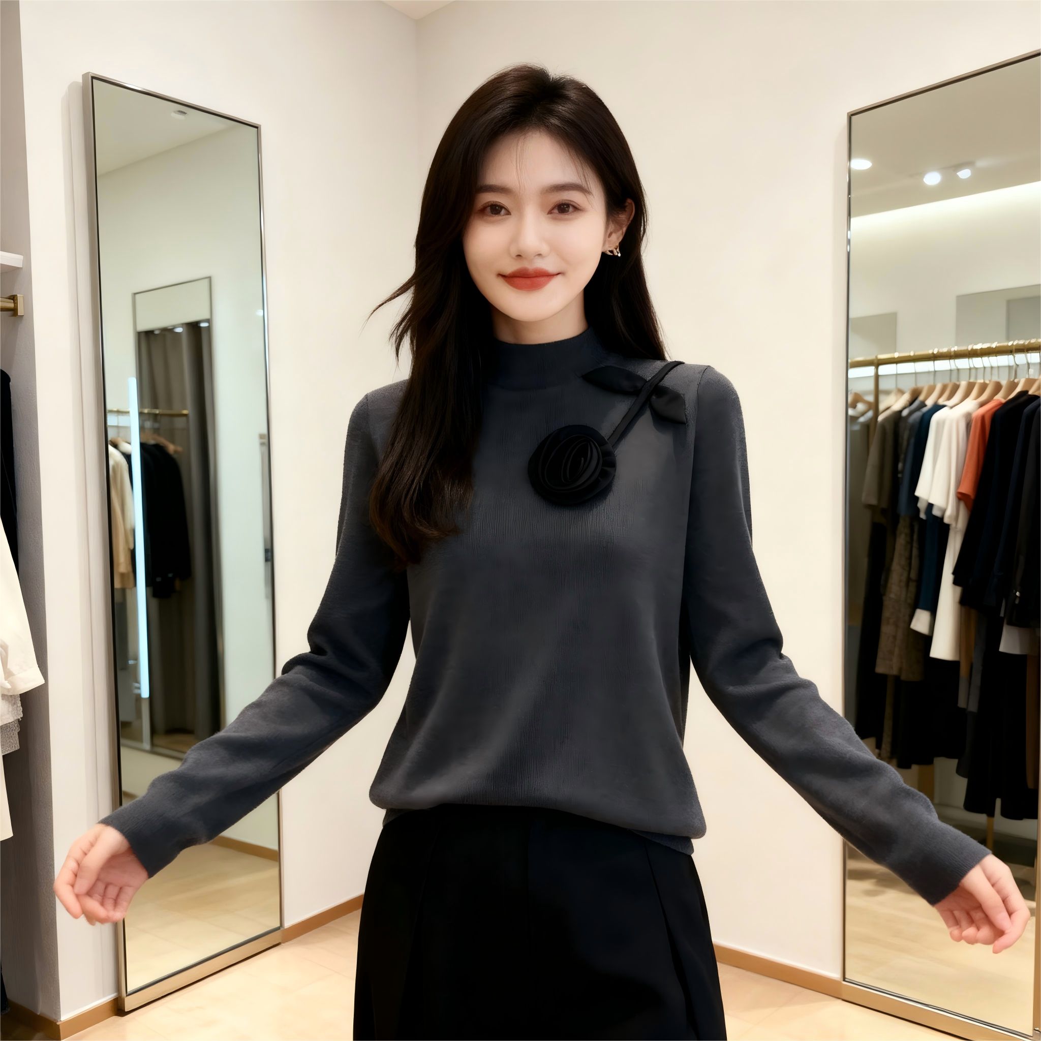 欧货高端大牌舒适时尚针织衫休闲2025秋冬新款打底衫长袖气质上衣