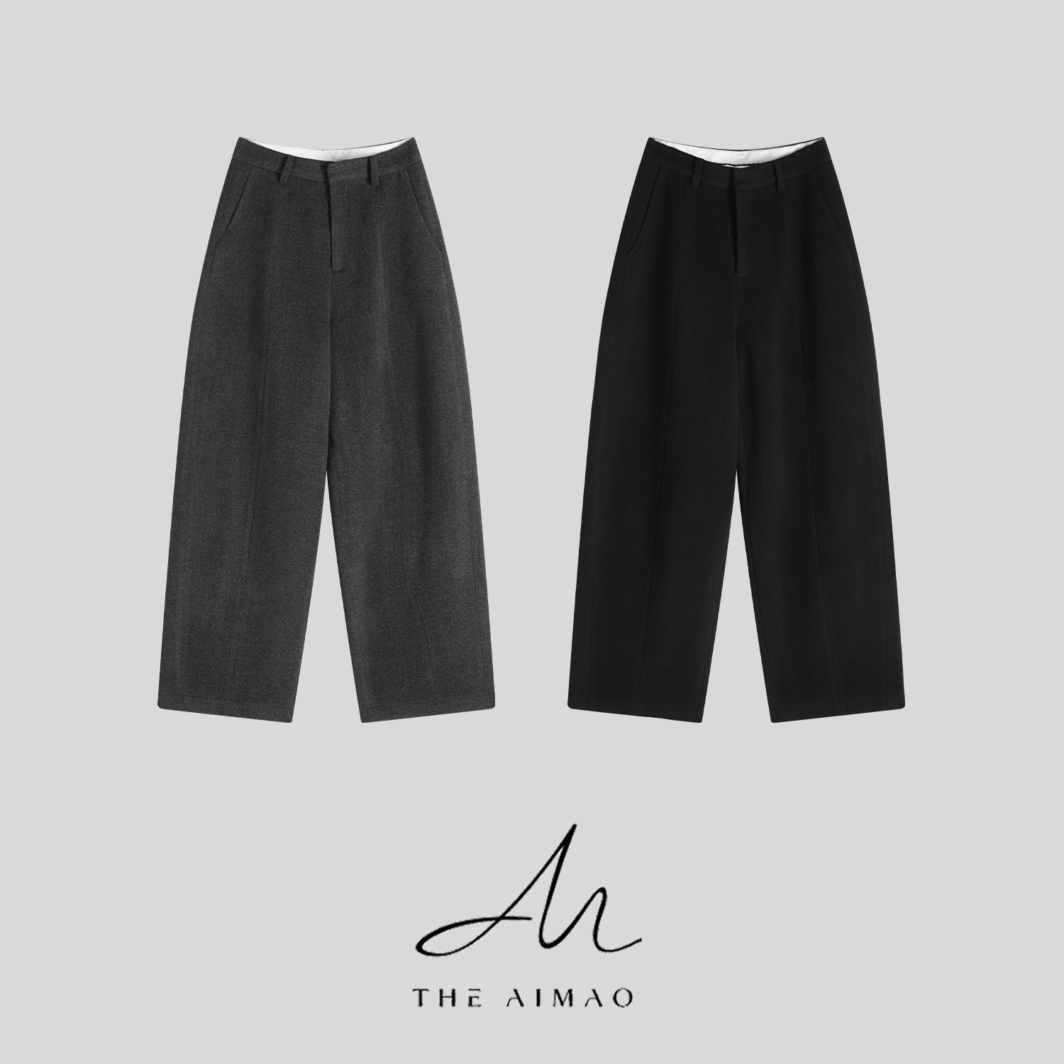 【THE AIMAO】“雅痞主义”加厚毛呢质感保暖显瘦直筒茧型裤XYX83000