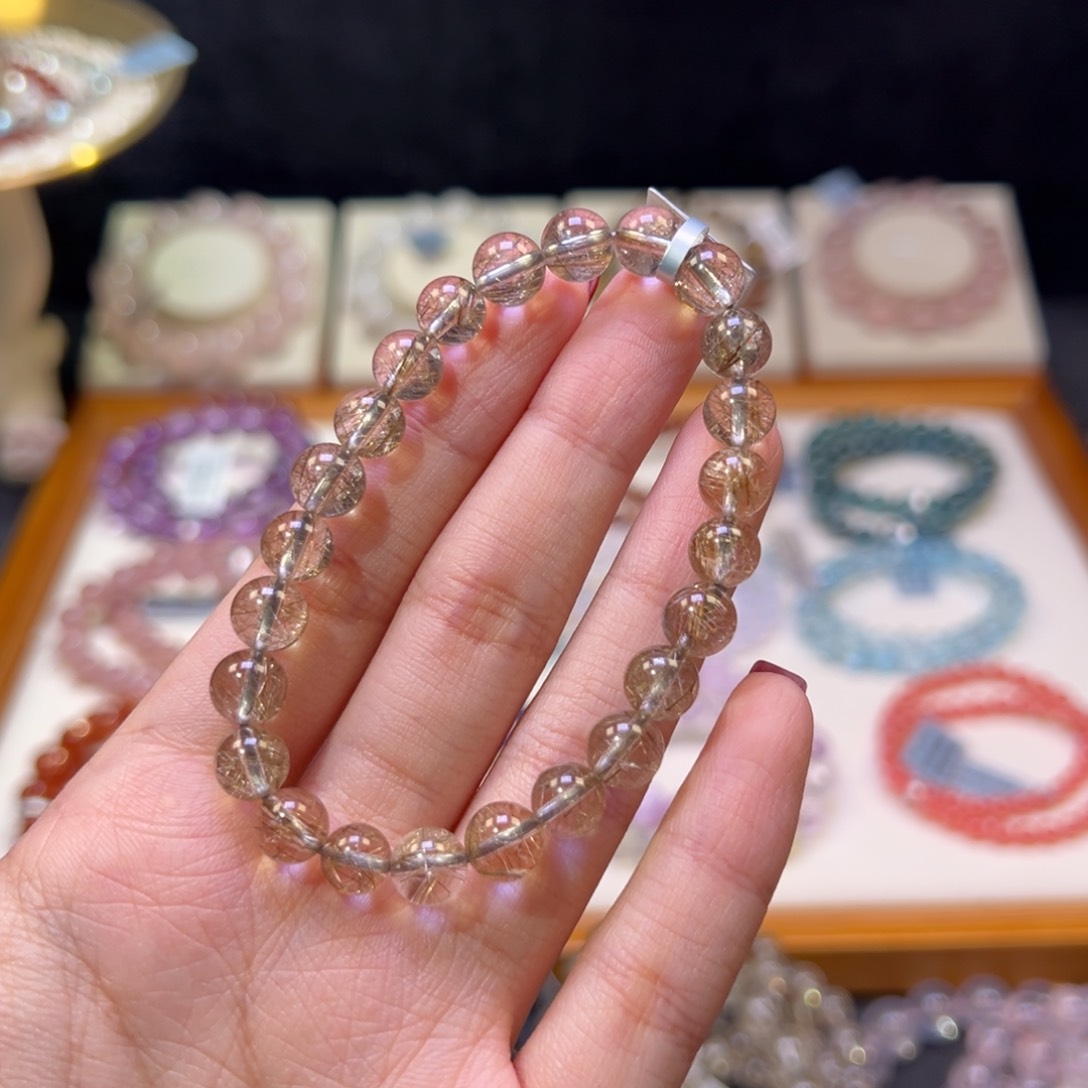 水晶手串未镶嵌7m收藏级魔鬼银发晶