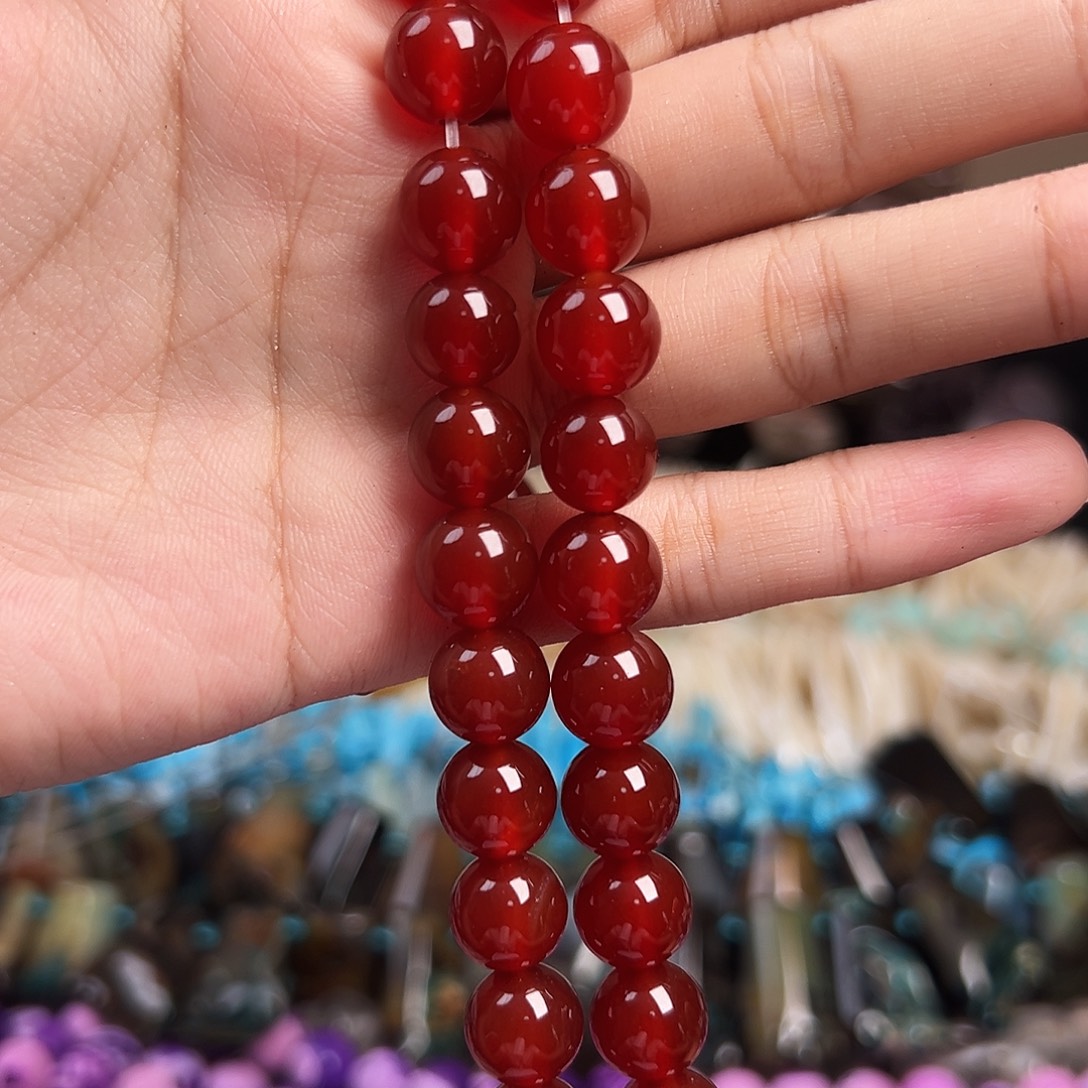 玛瑙/玉髓合金珠宝半成品B788红玛瑙10m