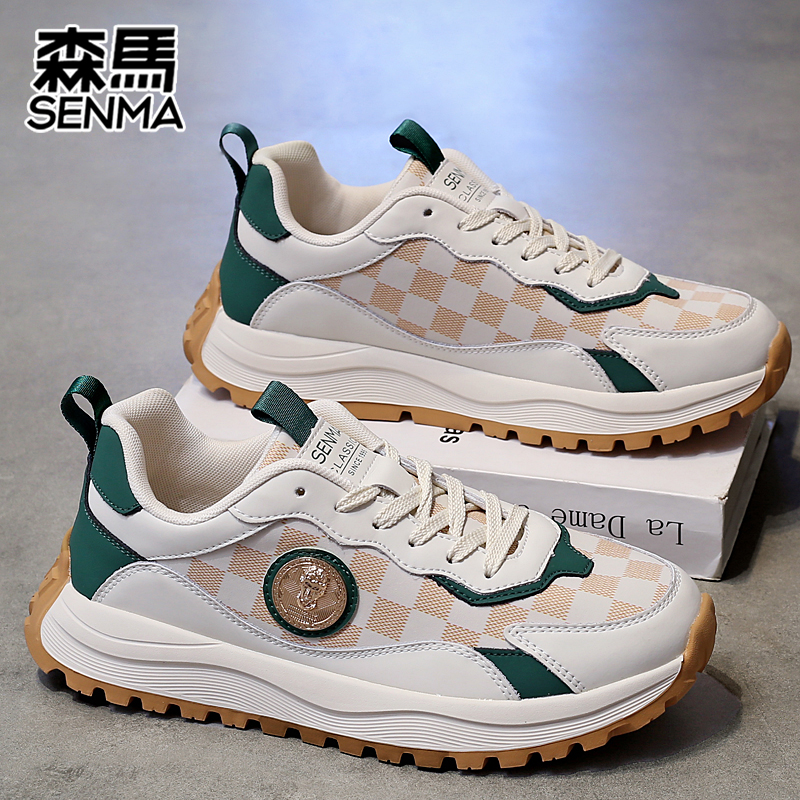 SENMA森马男鞋软底休闲阿甘鞋轻便运动鞋男跑步鞋皮面潮鞋