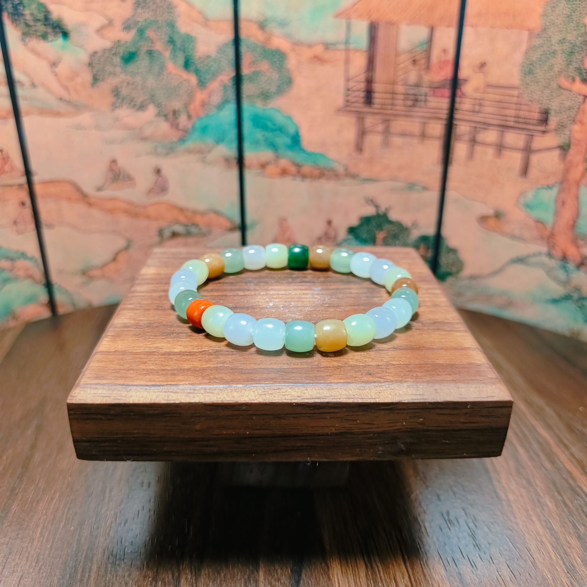 M和田玉多宝桶珠手串（卡8）1853