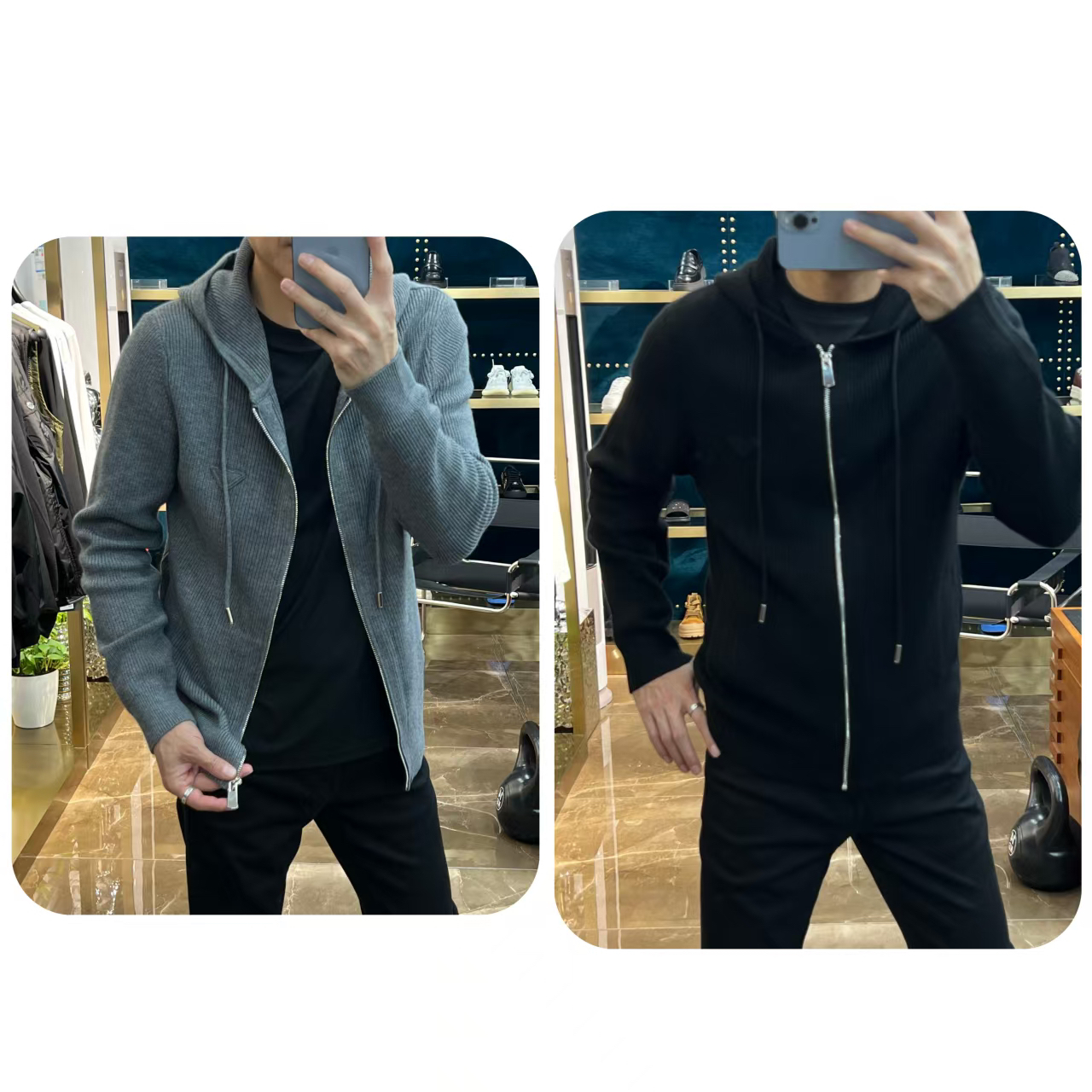 79138早秋男士新款休闲百搭羊毛混纺针织连帽衫