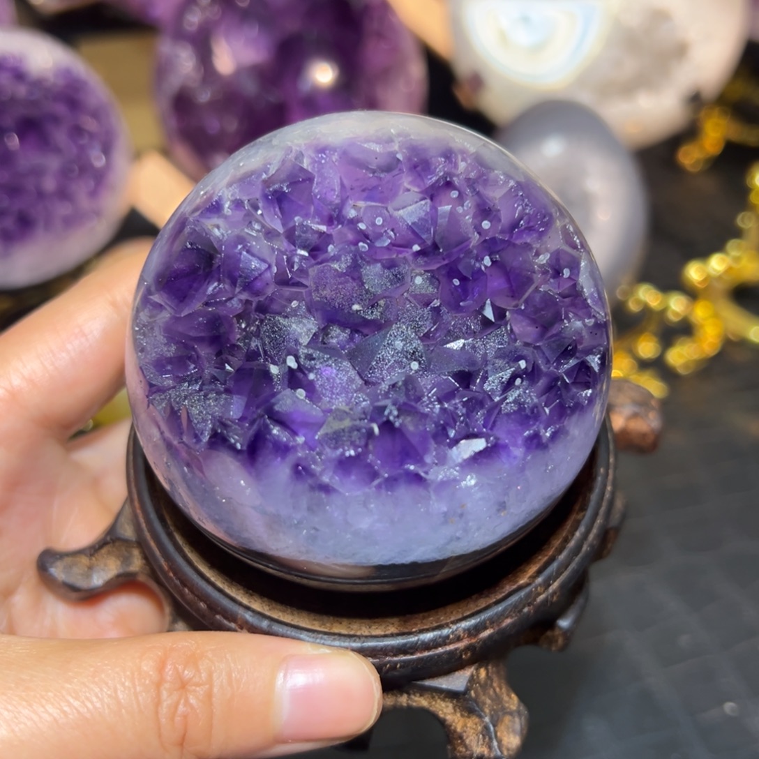 珠宝半成品紫晶未镶嵌9开口笑