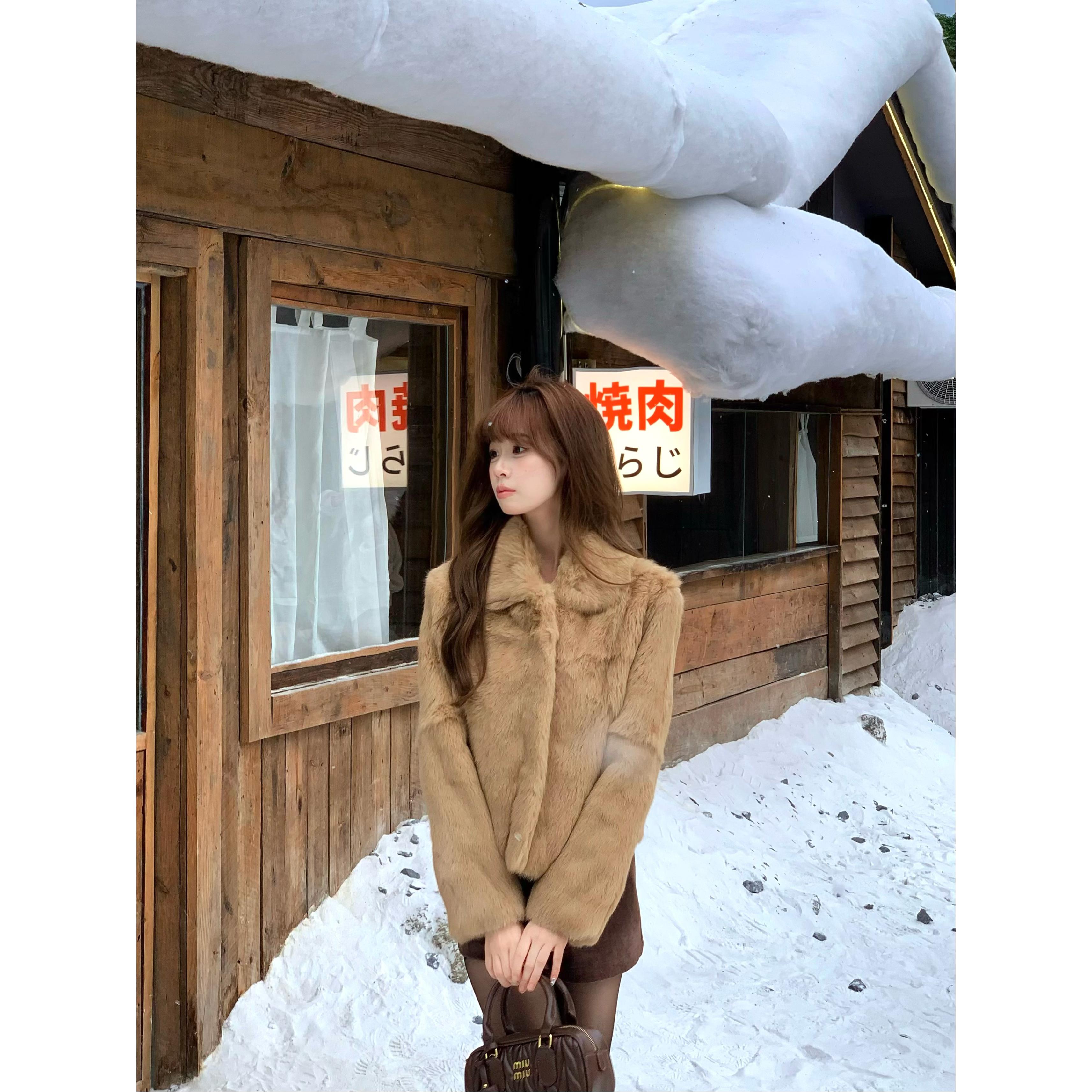 YOKLASS少女家 卡其色中长款翻领外套加厚保暖气质上衣 W39403S54