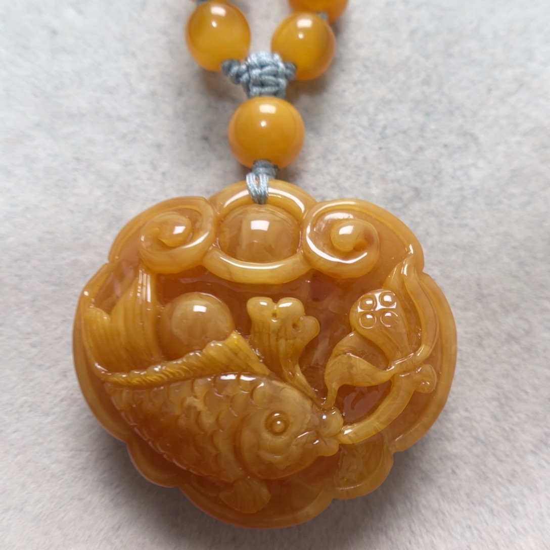 蜜蜡未镶嵌项链吊坠