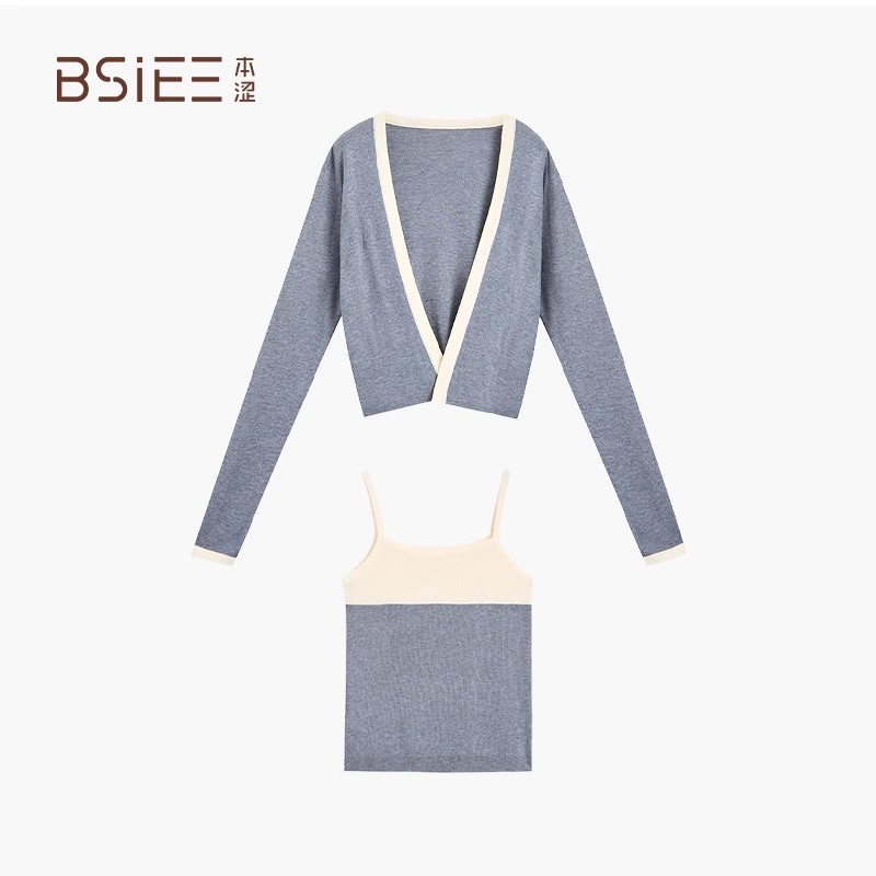 BSIEE/本涩针织开衫早春新品通勤简约百搭针织上衣女