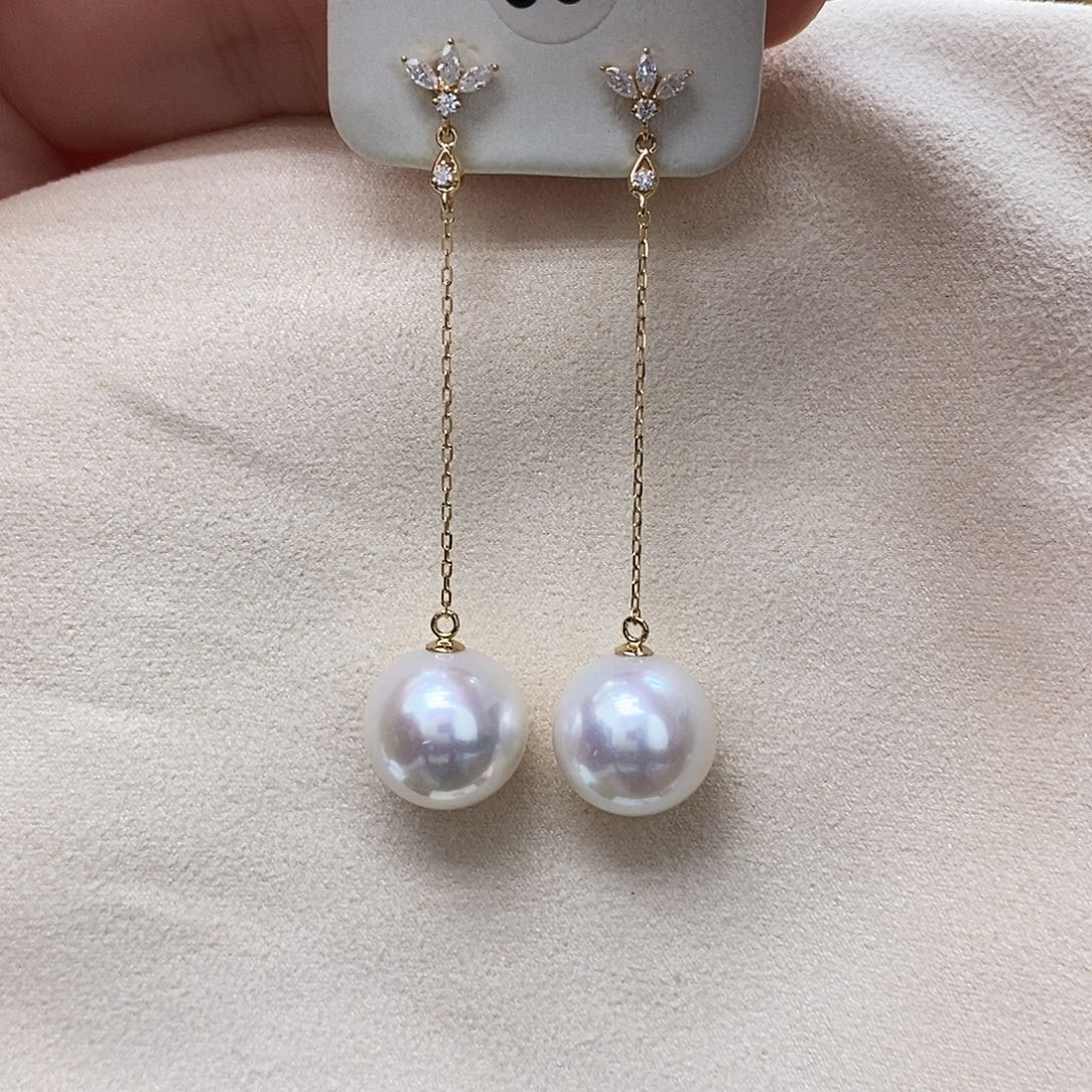 淡水珍珠耳饰18K金镶嵌