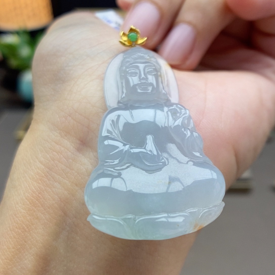 翡翠18K金镶嵌颈饰吊坠70