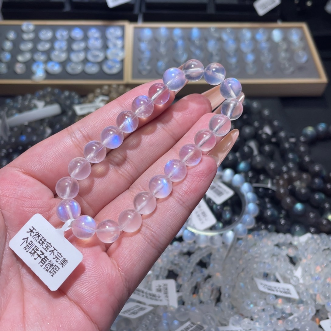 小***强未镶嵌手链长石蓝月光手链9mm
