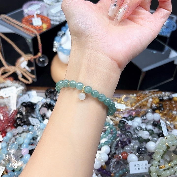 水晶手链银S925镶嵌蓝绿142