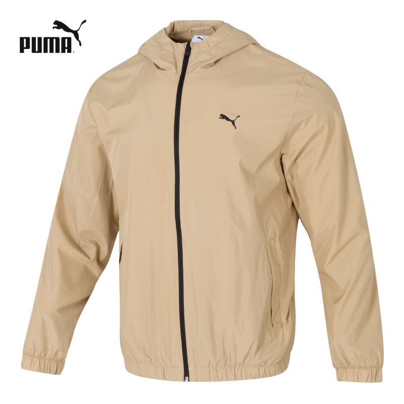 PUMA彪马连帽梭织夹克男2025新款休闲运动服驼色宽松外套691345