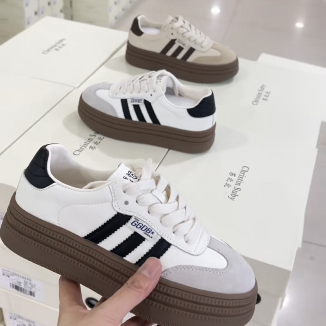 诗涵家 真皮厚底德训板鞋53151826