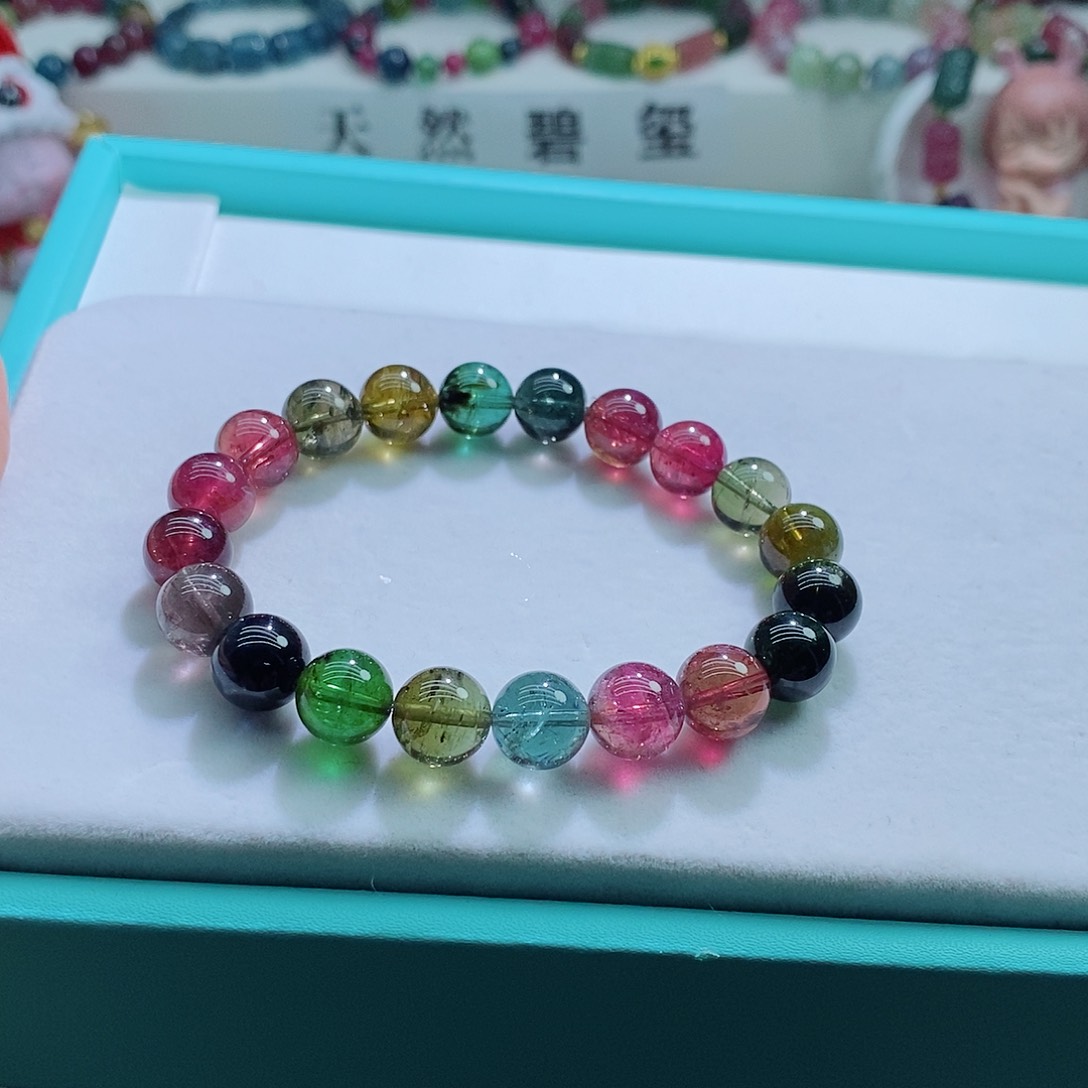 碧玺手链未镶嵌9.8mm左右