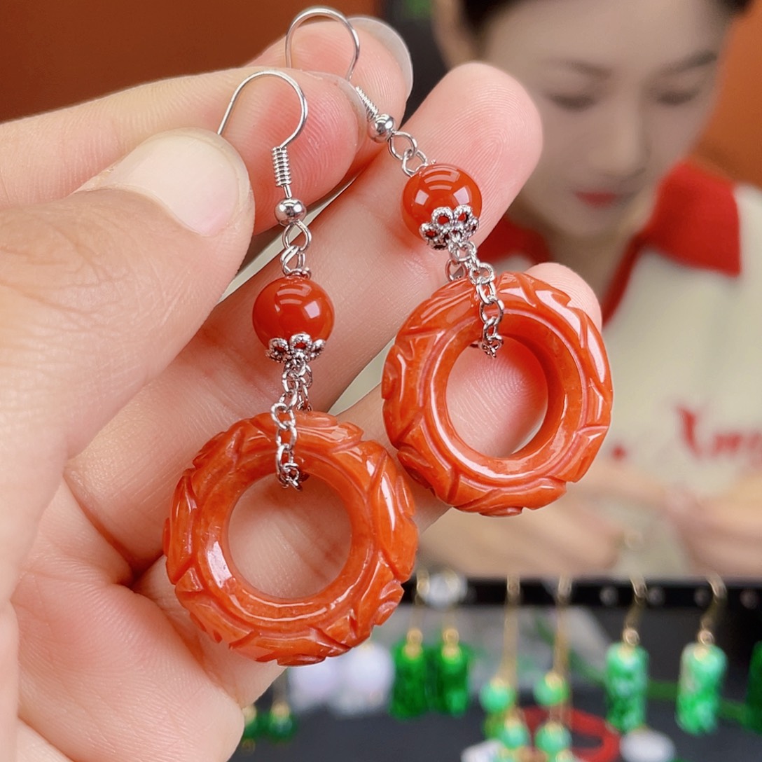 翡翠未镶嵌耳饰饰品