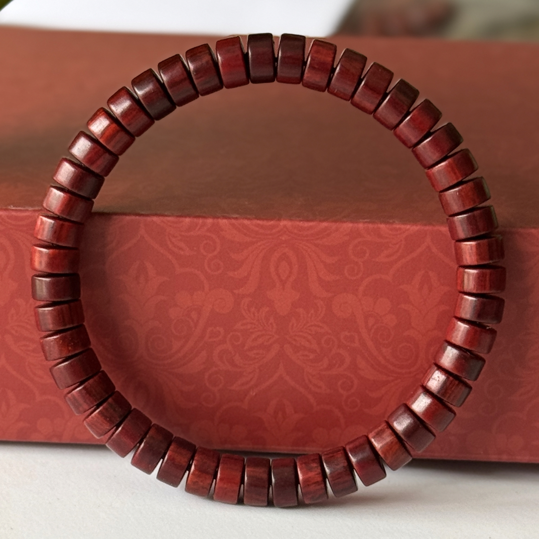 小叶紫檀药片珠4×7mm