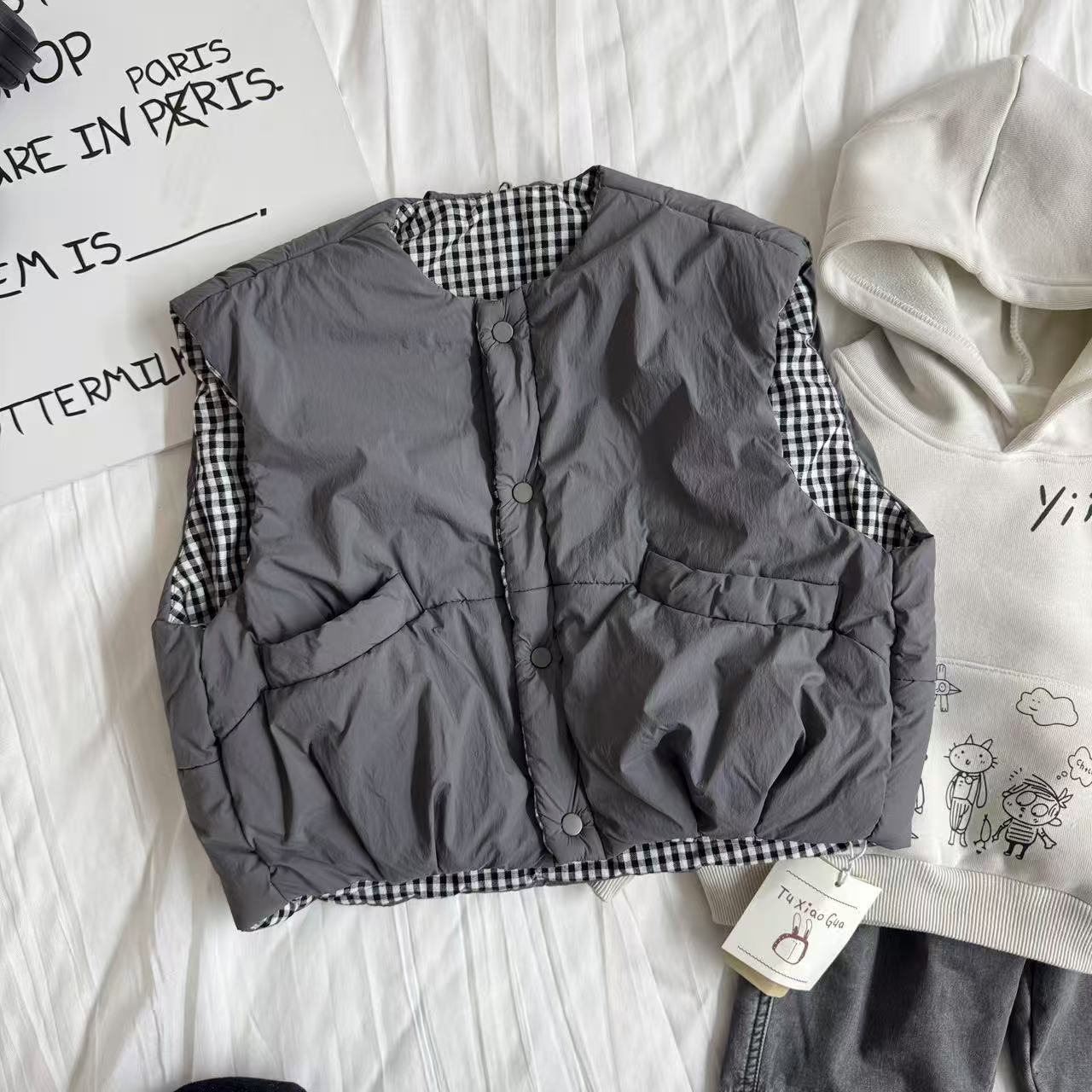 2025年冬季儿童新款休闲百搭宽松时尚31084灰色马甲