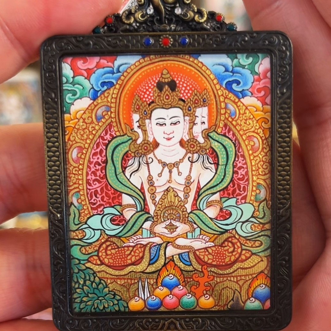 非金属亚克力吊坠 西藏青海热贡纯手绘戳手工制作饰品长款吊坠