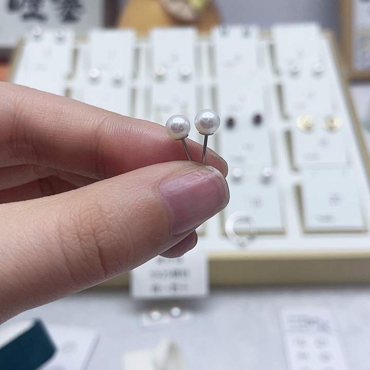 淡水珍珠耳饰银S925镶嵌紫****1