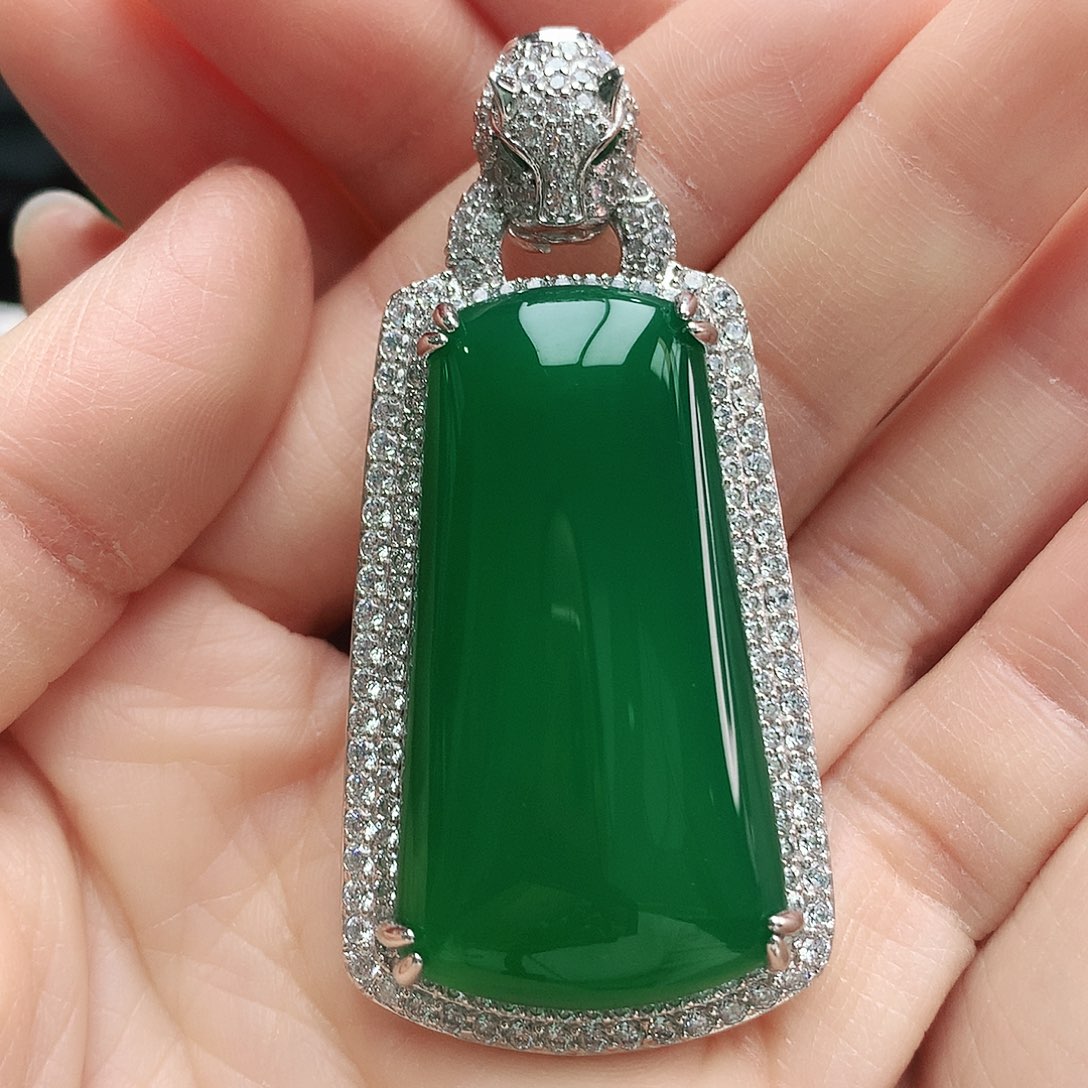 玛瑙/玉髓吊坠银S925镶嵌