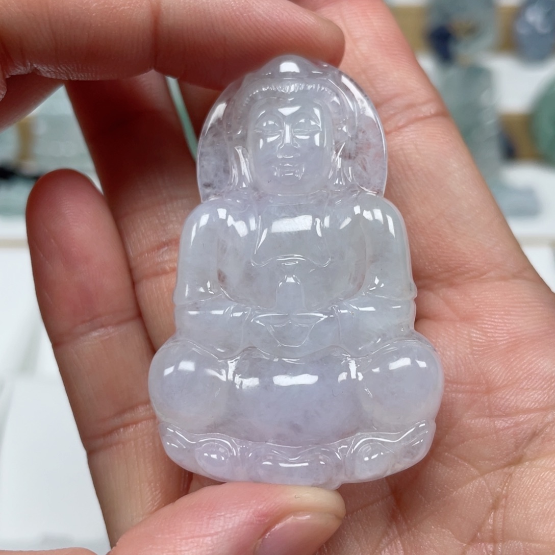 翡翠颈饰未镶嵌天然缅甸翡翠A货观音70号