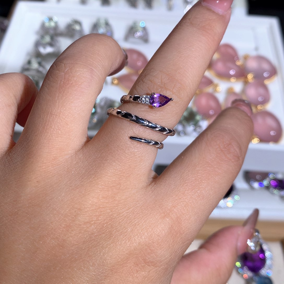 【闪购商品】水晶戒指银S925镶嵌戒指