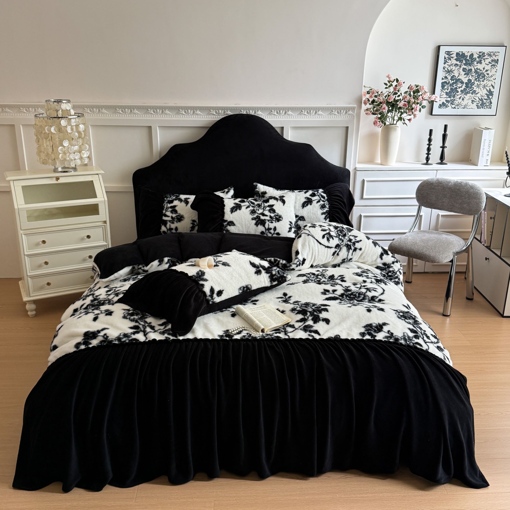 奢华满分！美式赫本风加厚牛奶绒皮草绒加绒四件套床上用品-限量款