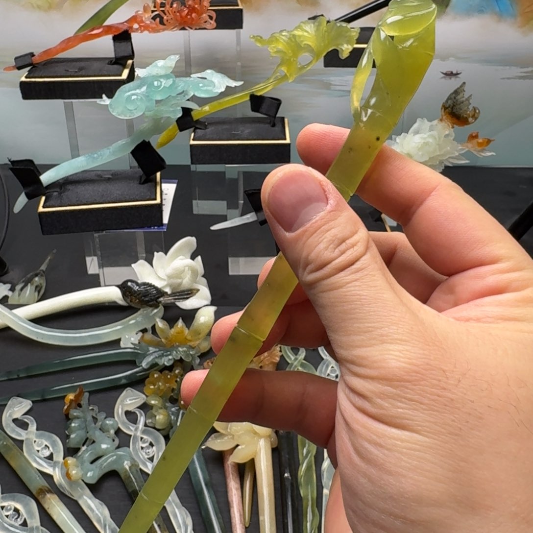 岫玉发饰未镶嵌明君玉簪就是好看