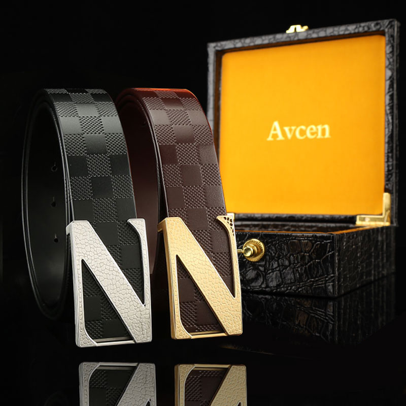 【私人定制格纹牛皮腰带套装】男士牛皮腰带真皮商务皮带时尚裤带潮