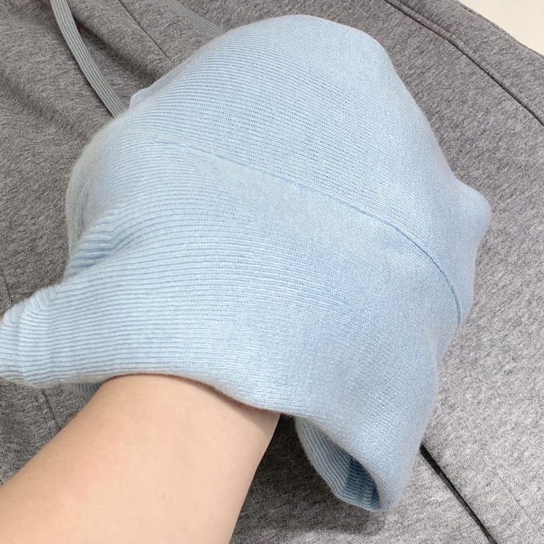 宝衣家 冬款海盐蓝堆堆领羊毛打底衫